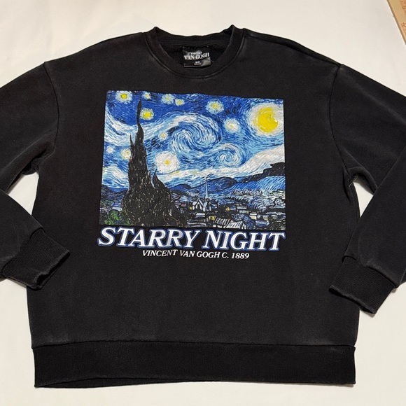Van Gogh Starry Night Black Crewneck Sweater M NWT - Picture 1 of 5